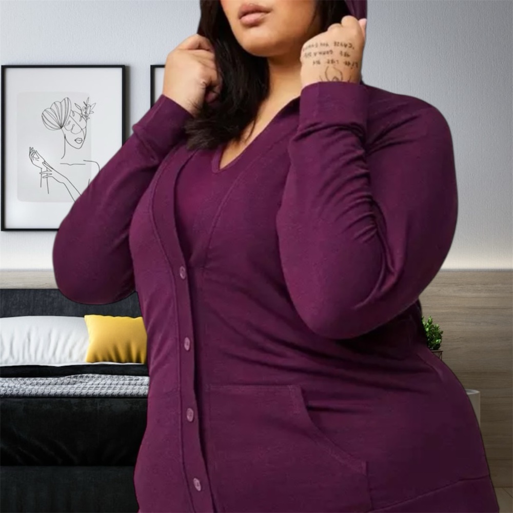 TORRID Size 4 Cardigan Sweater Hooded Purple Plum Lounge Hoodie 4XL Plus Size
